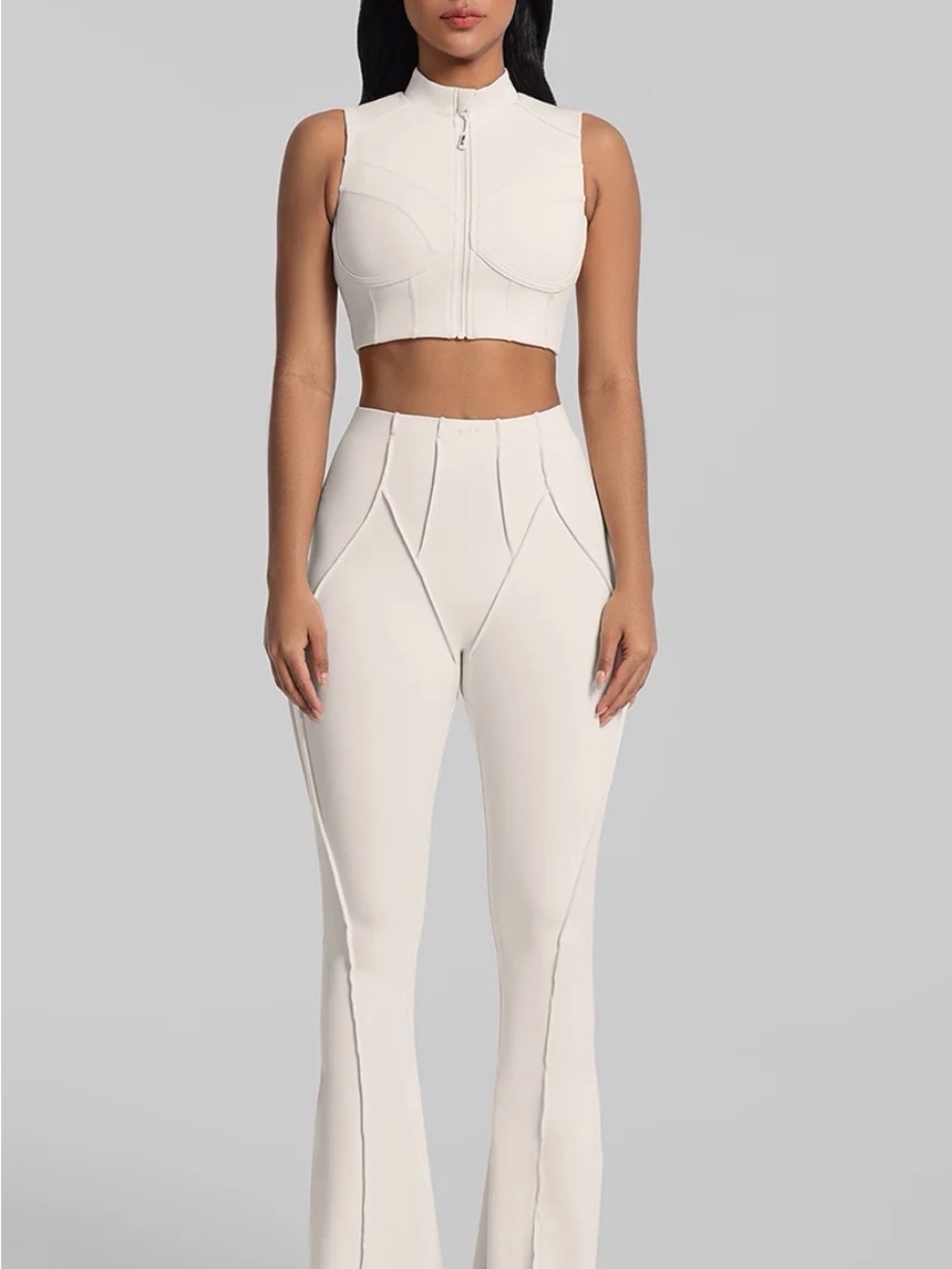 Better Me Women's Cream High-Waist Flare Pants